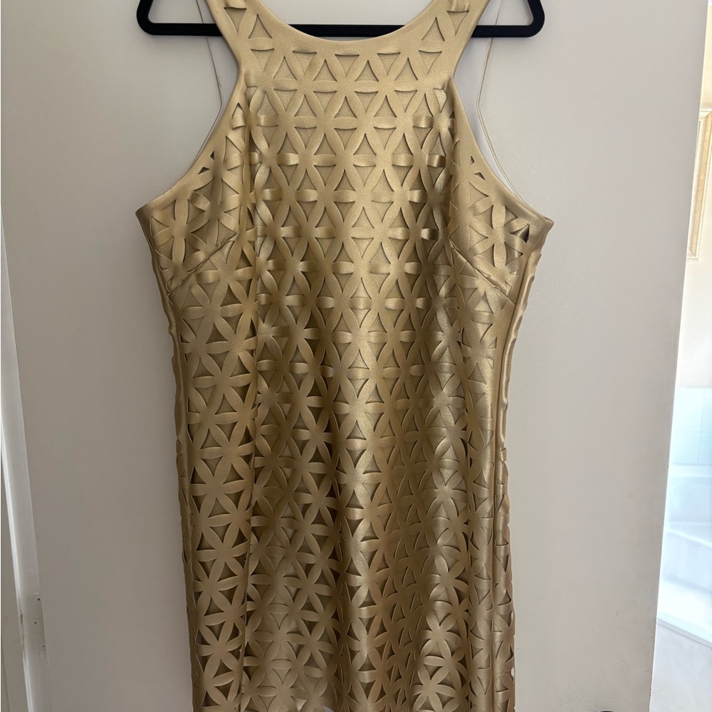 Lilly Pulitzer Gold Halter Sheath Cocktail Dress